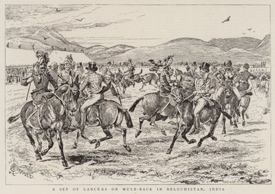 Sada kopiníků na hřbetě mezka v Belučistánu v Indii od Alfred Chantrey Corbould