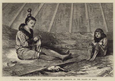 Esquimaux žena a dítě v Lievely (nebo Godhavn) na ostrově Disco od Alfred Chantrey Corbould