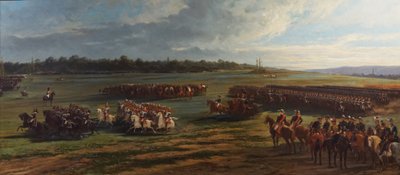 Recenze jezdecké divize Longchampské gardy Napoleonem III. a Rakouskem Františkem Josefem I., 25. října 1867 od Alfred Charles Ferdinand Decaen