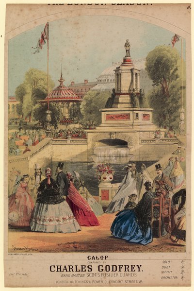 Cval. Ukazuje zahradu Royal Horticultural Society vytvořenou tak, aby se shodovala s výstavou v roce 1862 od Alfred Concanen