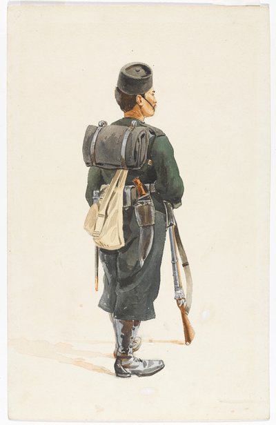 Střelec 4. pluku Gurkha v pochodovém pořadí, 1890 od Alfred Crowdy Lovett