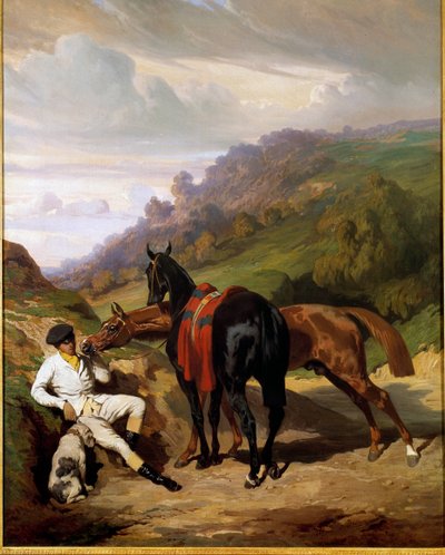 Bílý chlapec a jeho koně Obraz Alfreda De Dreux (1810-1860). 19. století. Soukromá sbírka od Alfred Dedreux