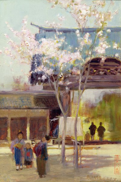 Cherry Trees at the Sammon, c.1889 (olej na panelu) od Alfred East