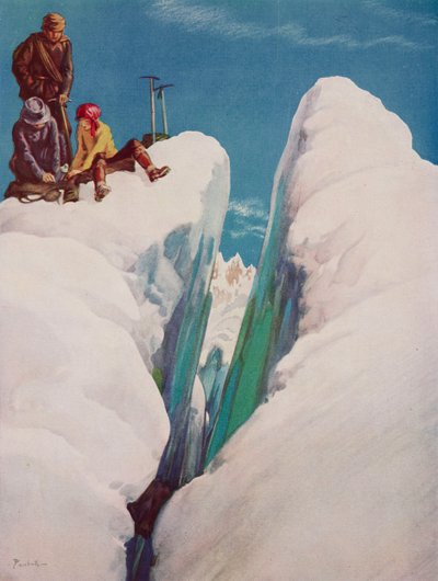 Štěrbina, horolezecká tragédie, kresba Alfreda Bestalla (1892-1986) z časopisu The Tatler, č. 1366, 31. srpna. od Alfred Edmeades Bestall