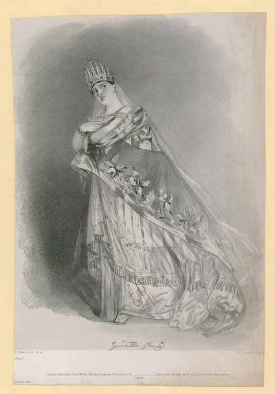 Giuditta Pasta, rytina R.J. Lane, publikoval v červenci 1837 od Alfred-Edward Chalon