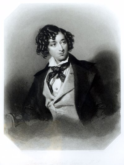 Portrét Benjamina Disraeliho Esquire (1804-81) M.P., vyryl H. Robinson, kolem roku 1840 od Alfred-Edward Chalon