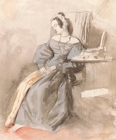 Studie dámy spící v křesle od Alfred-Edward Chalon