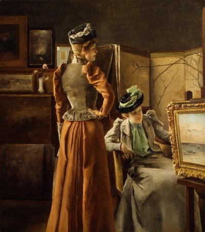 Návštěva studia od Alfred Emile Stevens