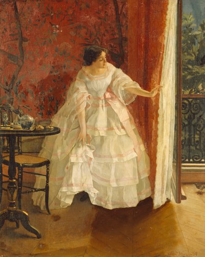 Dáma u okna krmení ptáků, c.1859 od Alfred Emile Stevens