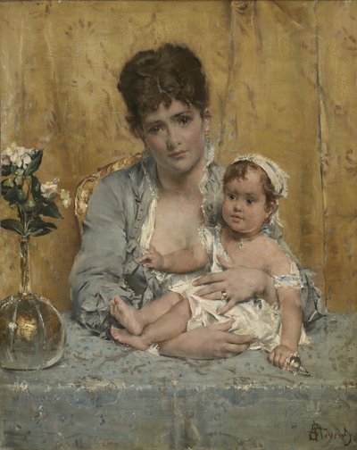 Matka a dítě, kolem 1875-80 od Alfred Emile Stevens