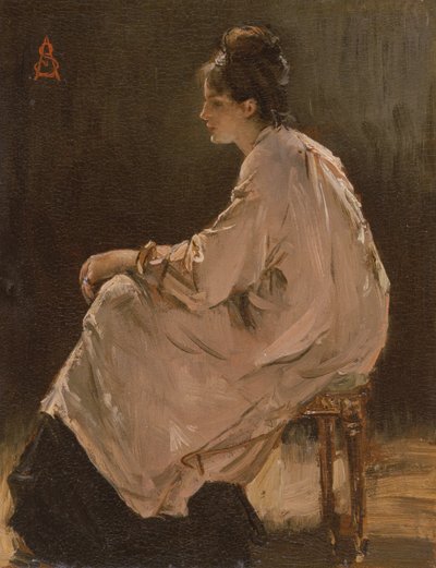 Sedící dívka (olej na desce) od Alfred Emile Stevens