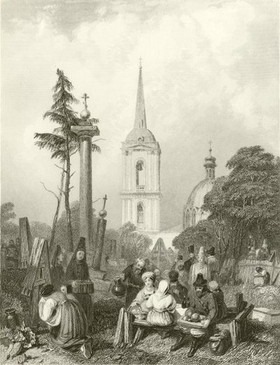 Hřbitov u smolenského kostela od Alfred Gomersal Vickers
