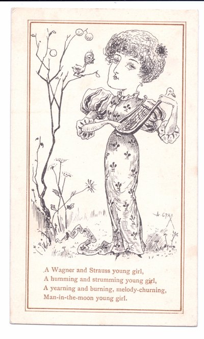 Viktoriánské přání estetického brnkání na loutnu, kolem roku 1881 (jednobarevné) od Alfred Gray