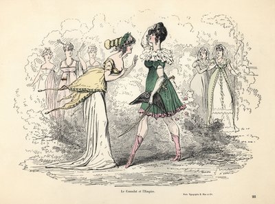 Karikatura kostýmů konzulátu a prvního císařství, Francie od Alfred Grevin