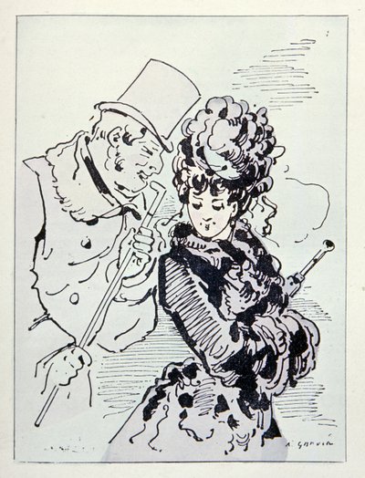 Na asfaltu, ilustrace z Les Parisiennes, c.1870 od Alfred Grevin
