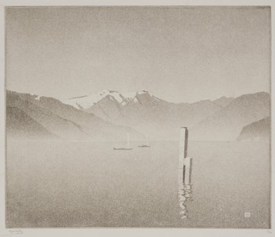 jezero Como (akvatinta) od Alfred Hartley