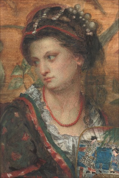 "Měkký lesk v jejích očích, celý karmínový jako růže, sotva zabarvil její tvář." od Alfred Hassam