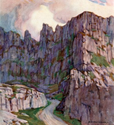 Cheddar Gorge (barevná lito) od Alfred Heaton Cooper