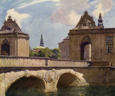 Dánsko: Kodaň, Mramorový most (barevné lito) od Alfred Heaton Cooper