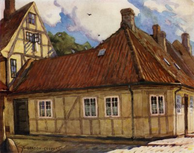 Dánsko: Odense, rodiště Hanse Andersena (barevné lito) od Alfred Heaton Cooper