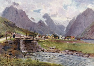 Fjaerland, fjord Sogne od Alfred Heaton Cooper