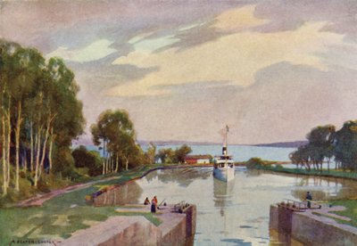 Zdymadla Sjotorp, kanál Gota od Alfred Heaton Cooper