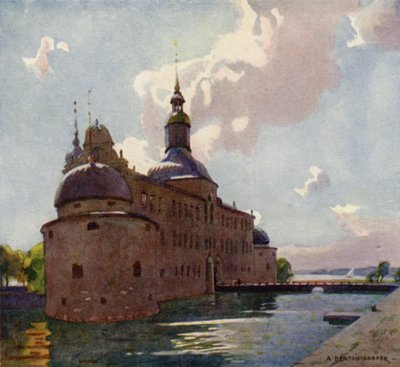 Hrad Vadstena, jezero Vattern od Alfred Heaton Cooper