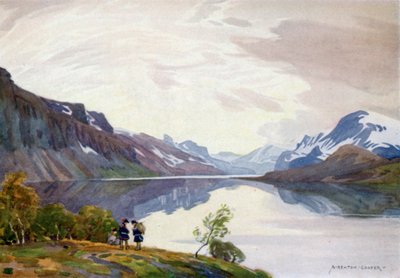 Pohled z turistické stanice, Saltoluokta, Laponsko od Alfred Heaton Cooper