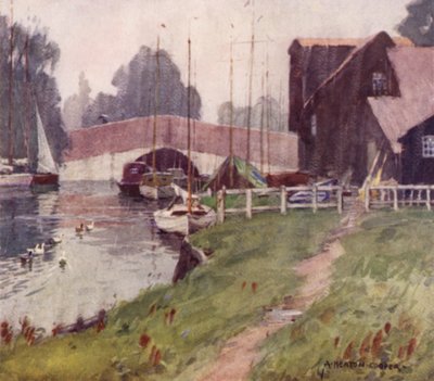 Wroxham Bridge, Norfolk, deštivý den od Alfred Heaton Cooper