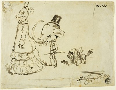 Karikatura muže, ženy a psa od Alfred Henry Forrester