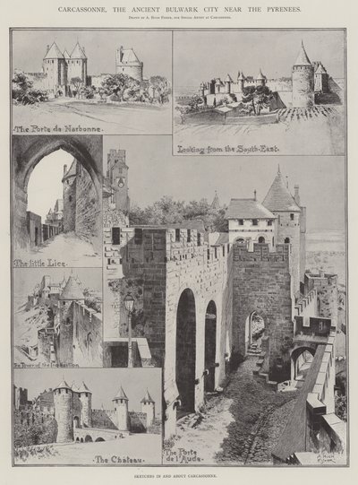 Carcassonne, starobylé hradiště nedaleko Pyrenejí od Alfred Hugh Fisher