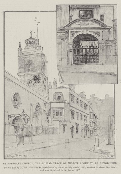 Cripplegate Church, pohřebiště v Miltonu, které bude zničeno od Alfred Hugh Fisher