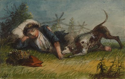 Chlapec žebrák a jeho pes od Alfred Jacob Miller