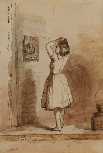 Carrie. Záchod – v „Broken Mirror“ od Alfred Jacob Miller