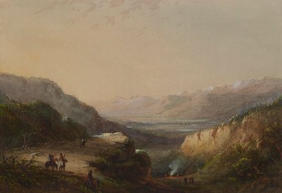 Vzdálený pohled na jezero (Hora větrů) od Alfred Jacob Miller