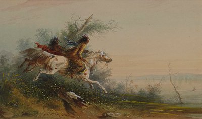 Los přeplouvající řeku Platte od Alfred Jacob Miller