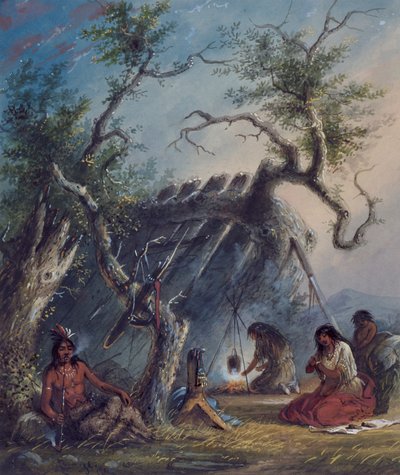 Indiánská chýše od Alfred Jacob Miller