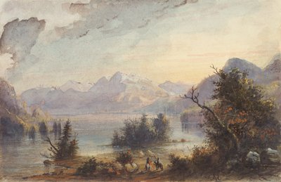 Lake Scene, Rocky Mountains, cca 1837 (akvarel na papíře) od Alfred Jacob Miller