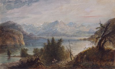 Lake, Wind River Chain of Mountains, cca 1837 (akvarel na papíře) od Alfred Jacob Miller