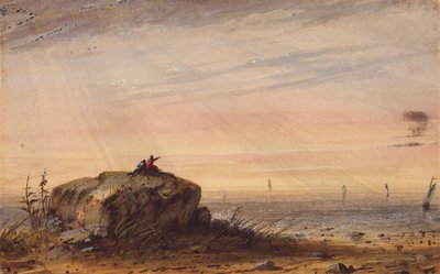 Mořské pobřeží, cca 1837 (akvarel na papíře) od Alfred Jacob Miller