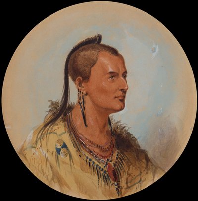 Sioux Brave, cca 1837 (tužka, akvarel a kvaš na papíře) od Alfred Jacob Miller