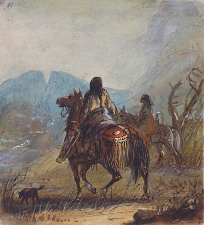 Sioux Women, Cut Rocks in the Distance, cca 1837 (tužka, akvarel a kvaš na papíře) od Alfred Jacob Miller