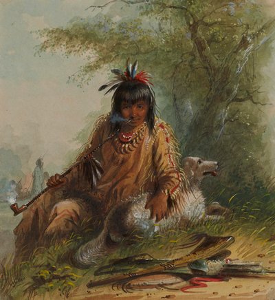 Indián Snake a jeho pes od Alfred Jacob Miller