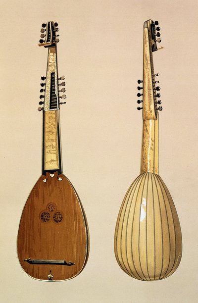 Theorbo, vyrobený Giovanni Krebarem, Padova, 1629, z 