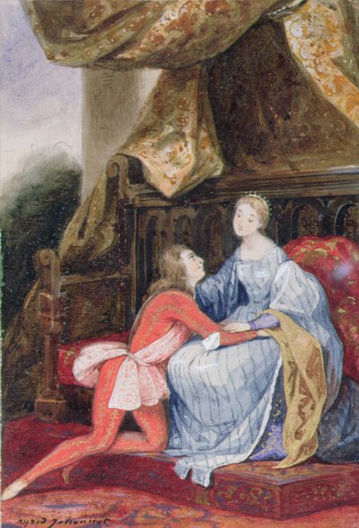Dvorská láska, asi 1830 (kvaš na papíře) od Alfred Johannot