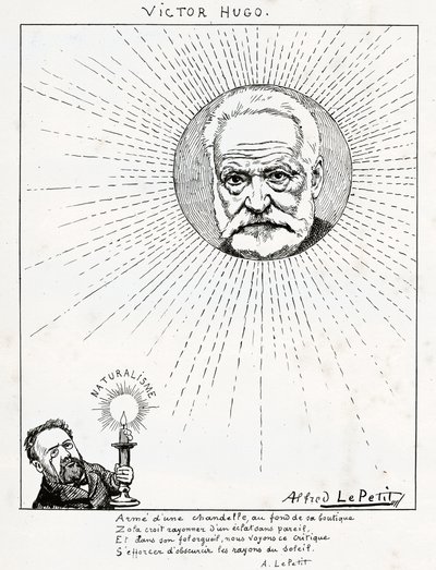 Karikatura Victora Huga a Emile Zoly., kolem 1875-1880 (rytina) od Alfred Le Petit