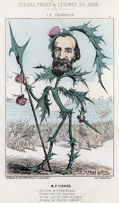 Le Thistle: karikatura o P. Tirardovi - nemocný. ze dne 30.3.1871 „Květiny, ovoce a zelenina dne“ od Alfred Le Petit