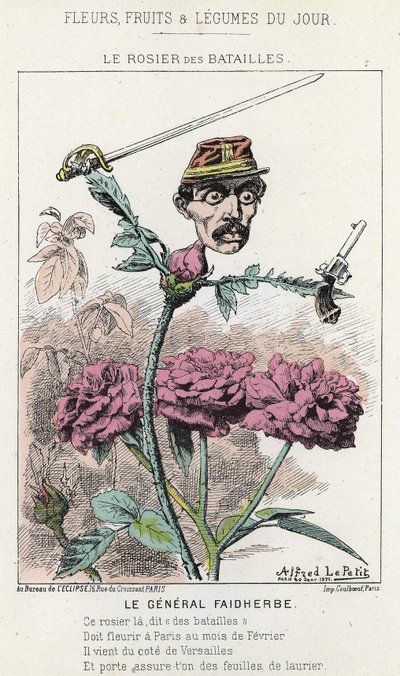 The Rosier des Batailles: karikatura o generálu Faidherbe - nemocný. od 20. 1. 1871 v „Květiny, ovoce a zelenina dne“ od Alfred Le Petit