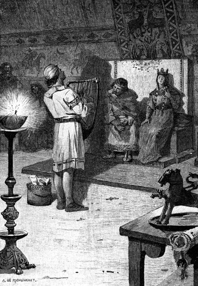 The Minstrel Blondel, počátek 20. století (ilustrace) od Alfred Paul Marie (after) Richemont