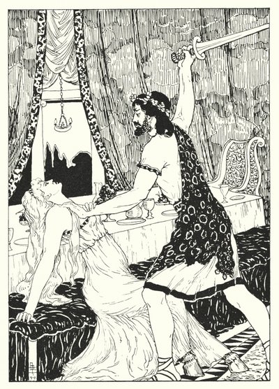 Lucianova Pravdivá historie: Lucián a žena s oslíma nohama (rytina) od Alfred Payne Garnett